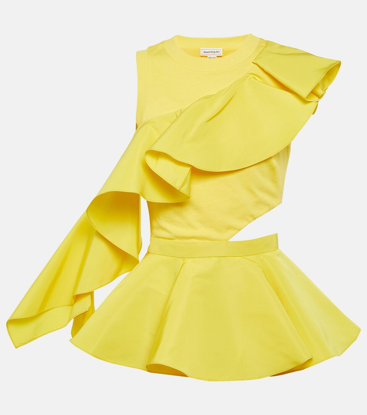Alexander McQueen Ruffled cotton peplum top