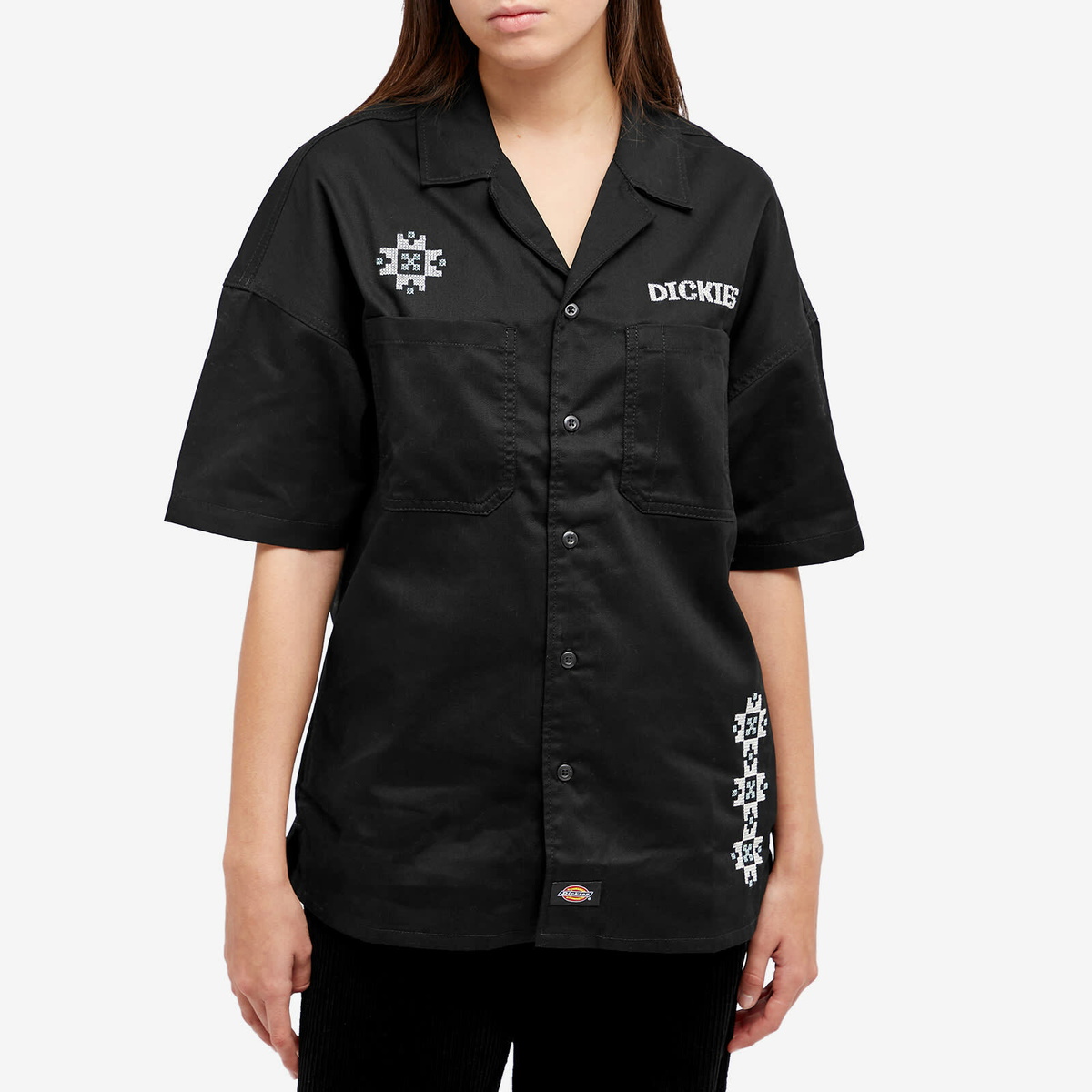 I.Code black eyelet embroidery dickey shirt