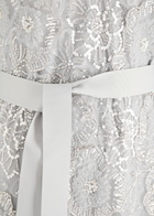 Huishan Zhang Esma Embellished Tulle Maxi Dress Silver