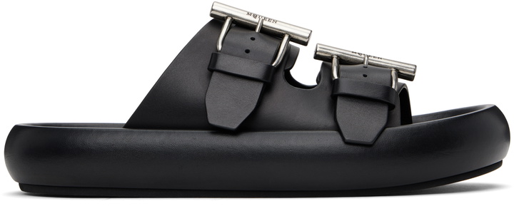 Photo: McQueen Black T-Bar Buckle Sandals