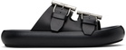 McQueen Black T-Bar Buckle Sandals