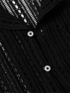BODE - Meandering Camp-Collar Cotton-Lace Shirt - Black
