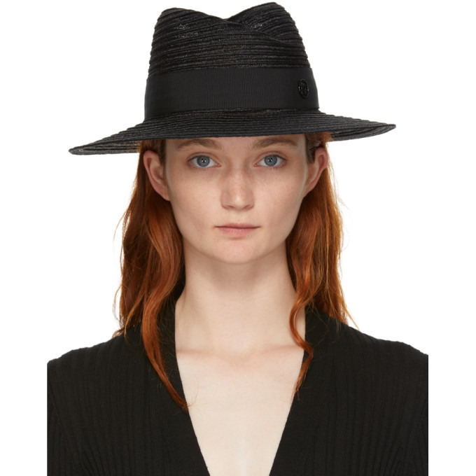 Maison Michel Black Straw Virginie Fedora Maison Michel