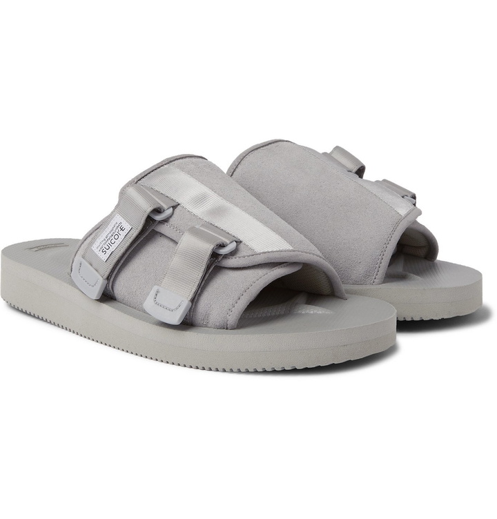 Photo: Suicoke - KAW-VS Webbing-Trimmed Suede Sandals - Gray