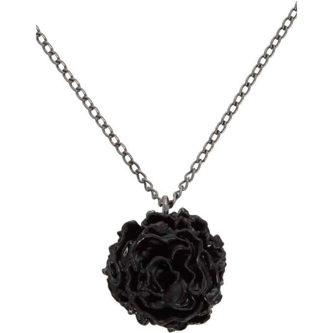 Valentino Silver Valentino Garavani Black Rose Necklace