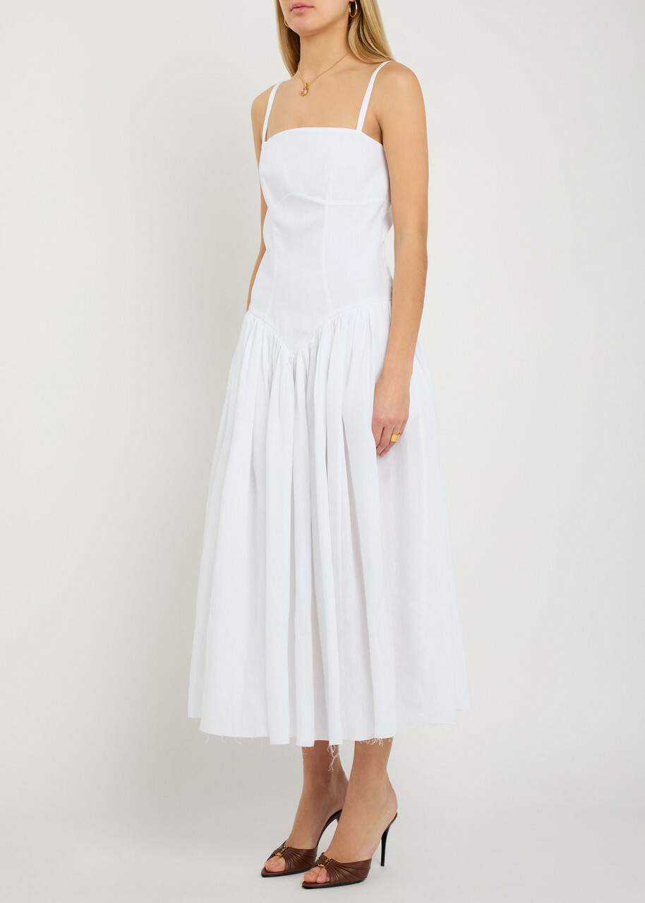 Gabriela Hearst Oriana Linen Midi Dress White