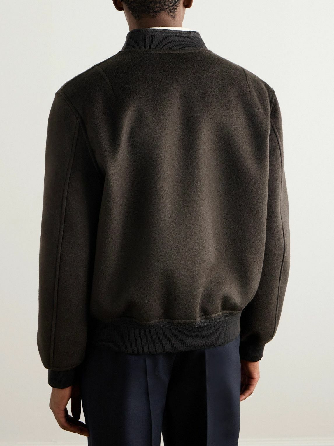 Brioni - Brushed Wool and Cashmere-Blend Bomber Jacket - Green