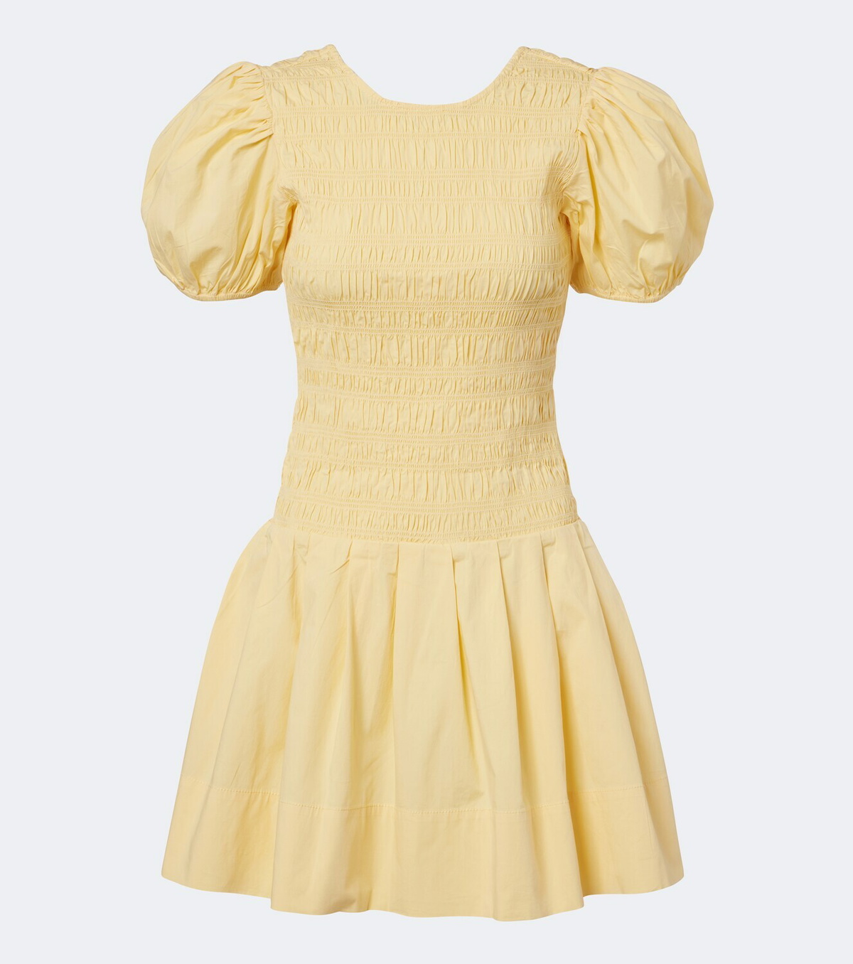 Ganni Shirred cotton-blend minidress