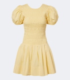 Ganni Shirred cotton-blend minidress