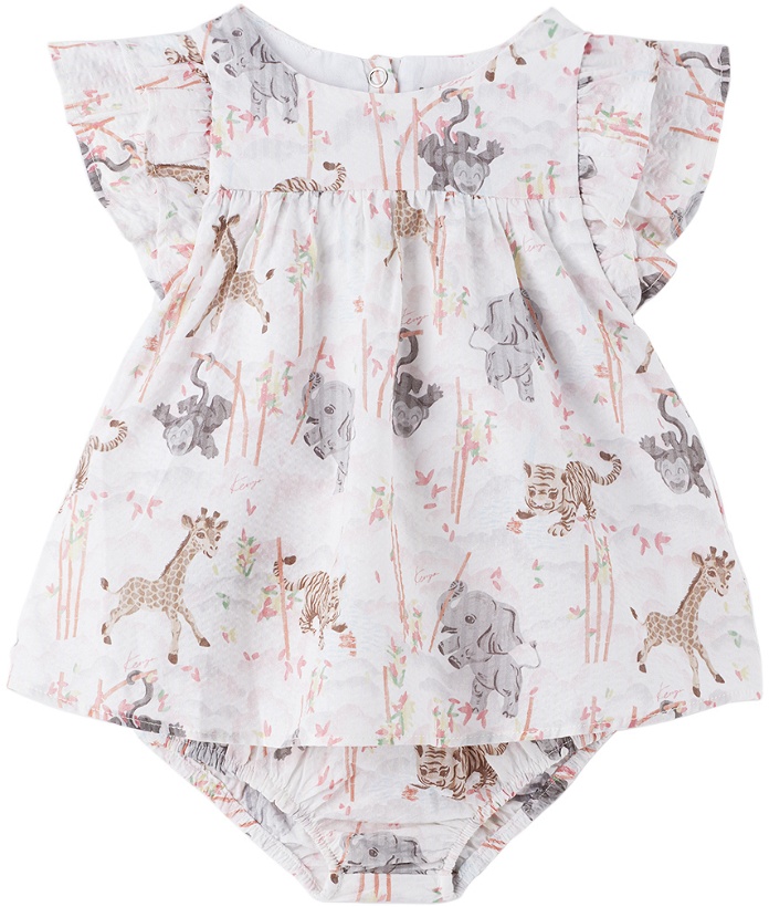 Photo: Kenzo Baby White Graphic Dress & Bloomers Set
