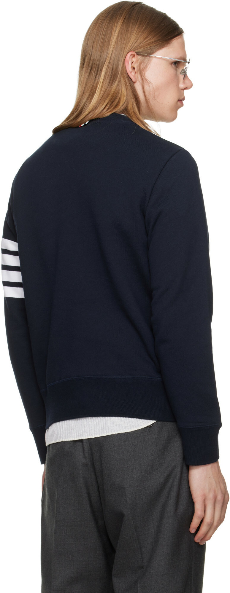 Thom Browne Navy Classic Loopback 4-Bar Sweatshirt