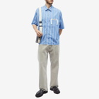 Jacquemus Men's Cabri Short Sleeve Shirt in Blue Stripes