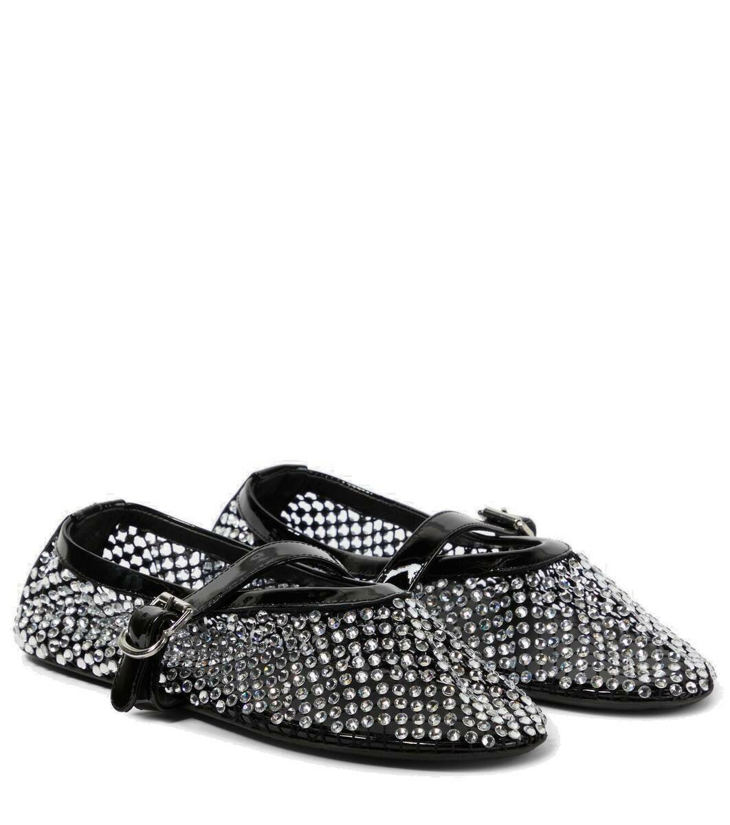 ALAIA BALLET FLATS IN WHITE MESH FISHNET WITH GOLD HARDWARE main image 0