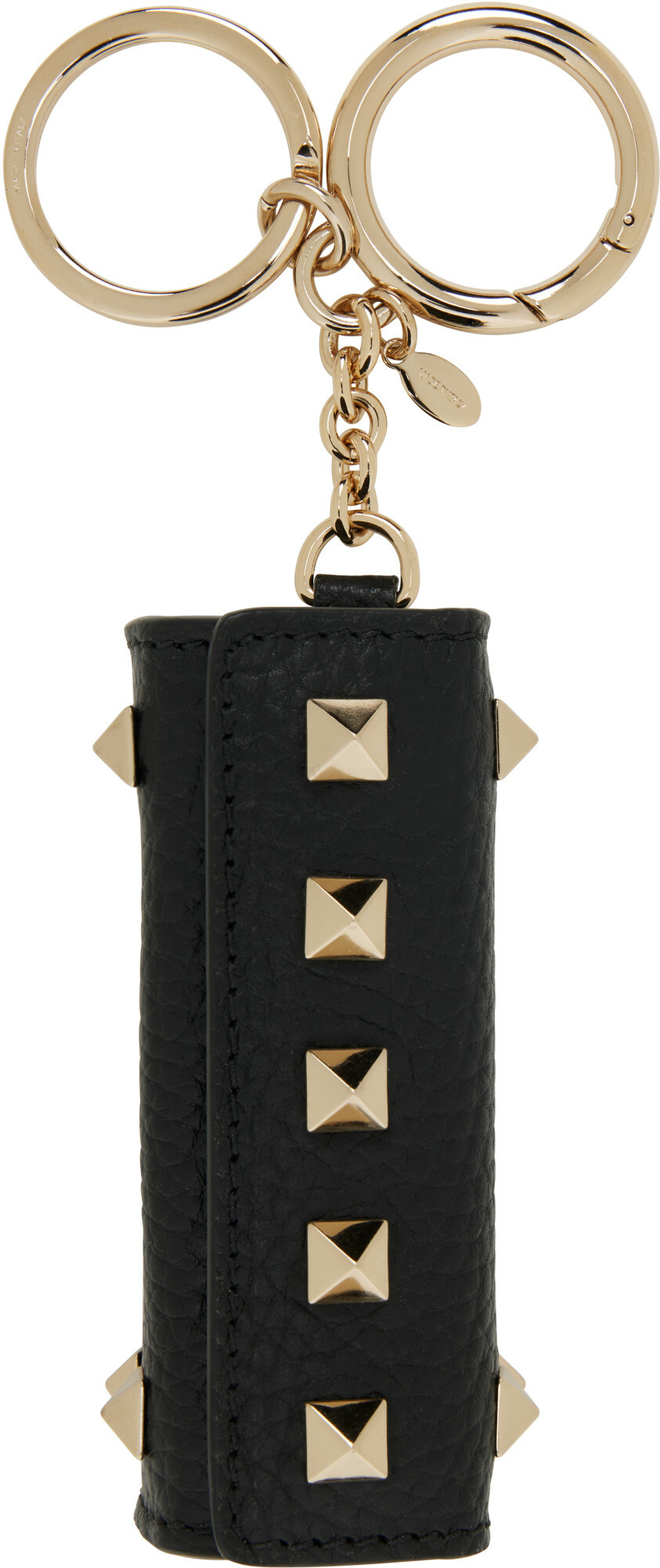 Valentino Garavani Black Rockstud Charm Lipstick Keychain