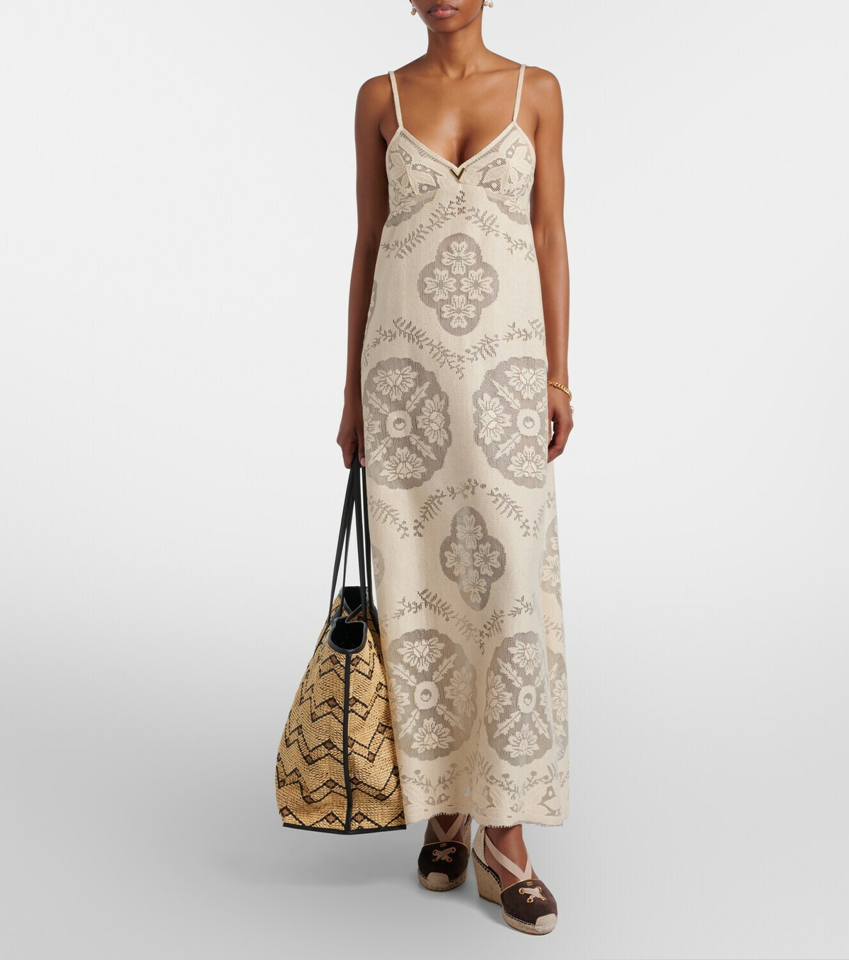 Valentino Garavani VLogo Large raffia tote bag