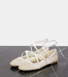Jimmy Choo Astoria crystal-embellished mesh ballet flats