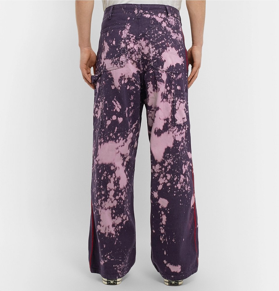 パンツ Needles Bleach Denim Pants Needles - Wide-Leg Bleach-Splattered Denim Jeans - Purple Needles
