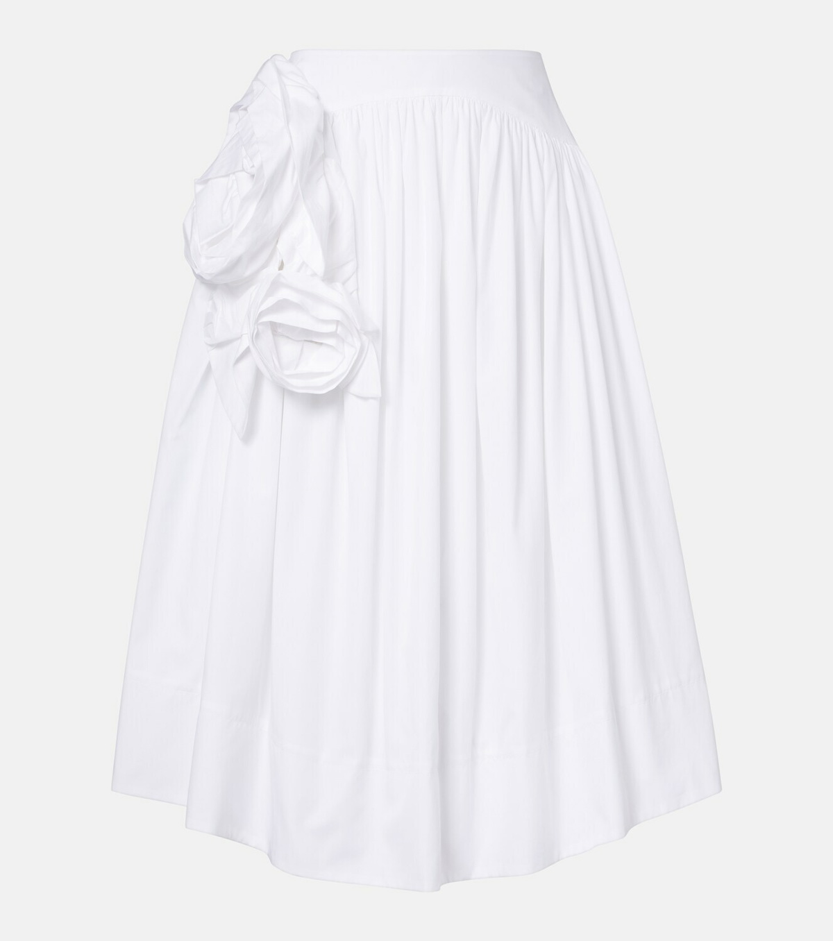 Simone Rocha Floral-appliqué cotton poplin midi skirt