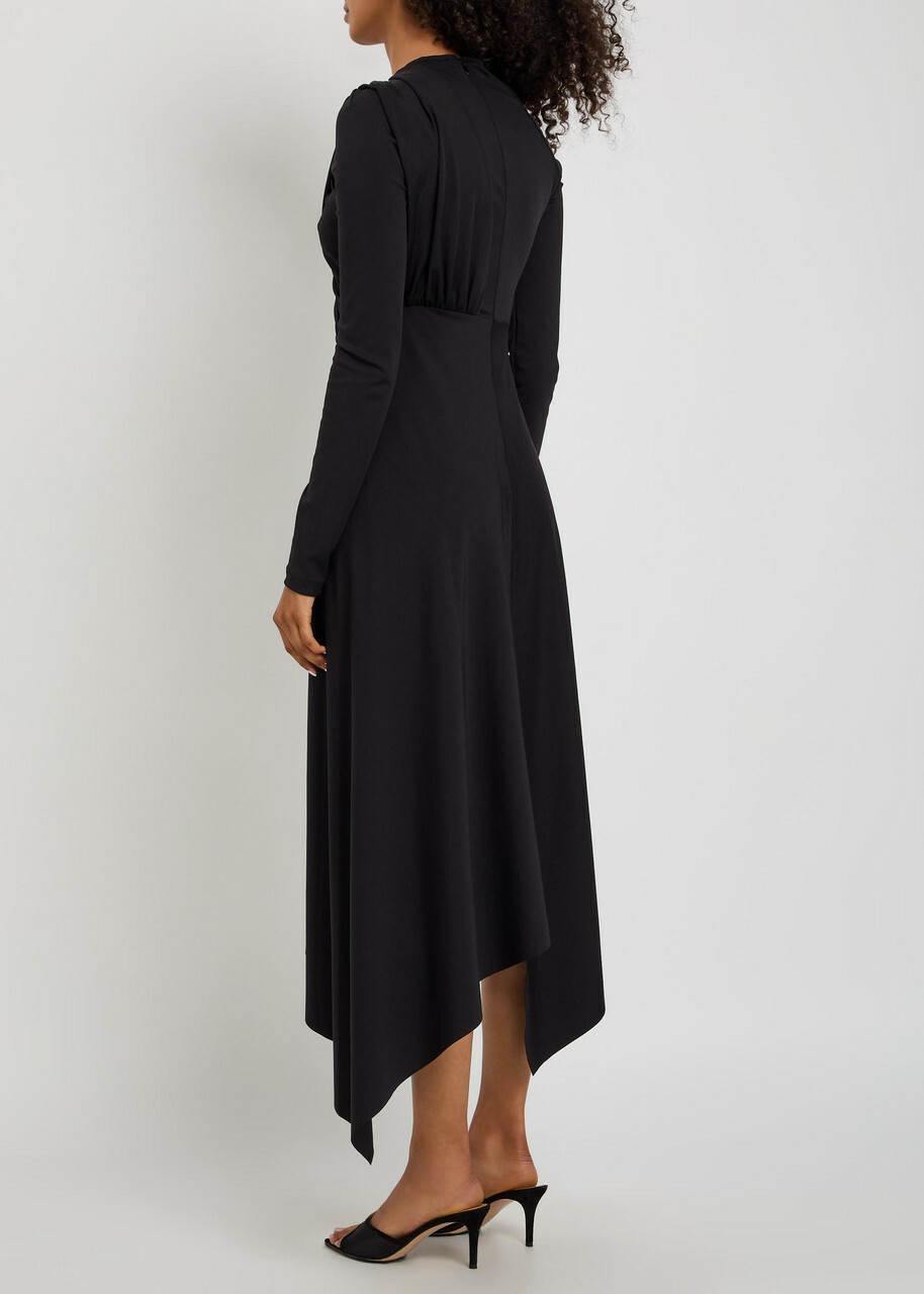 Victoria Beckham Draped Stretch-jersey Midi Dress Black