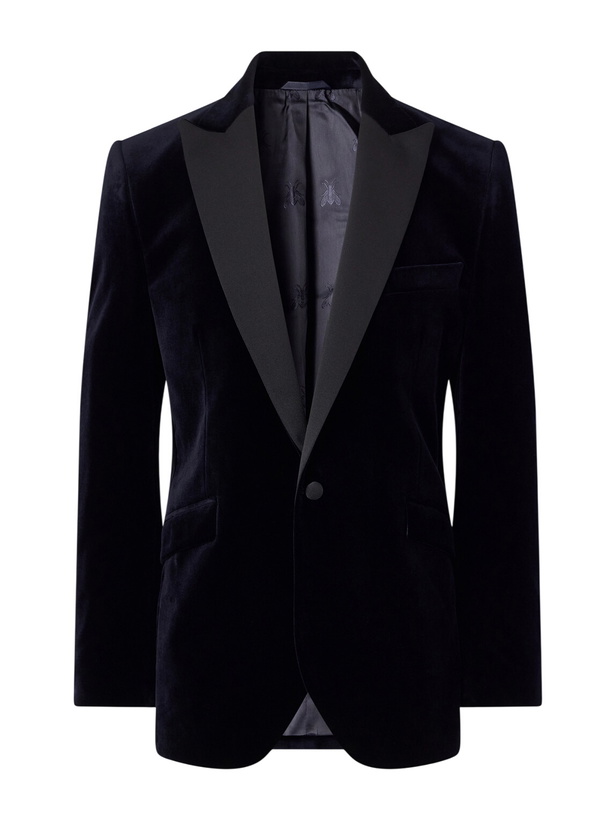 Photo: Favourbrook - Grosgrain-Trimmed Cotton-Velvet Tuxedo Jacket - Blue