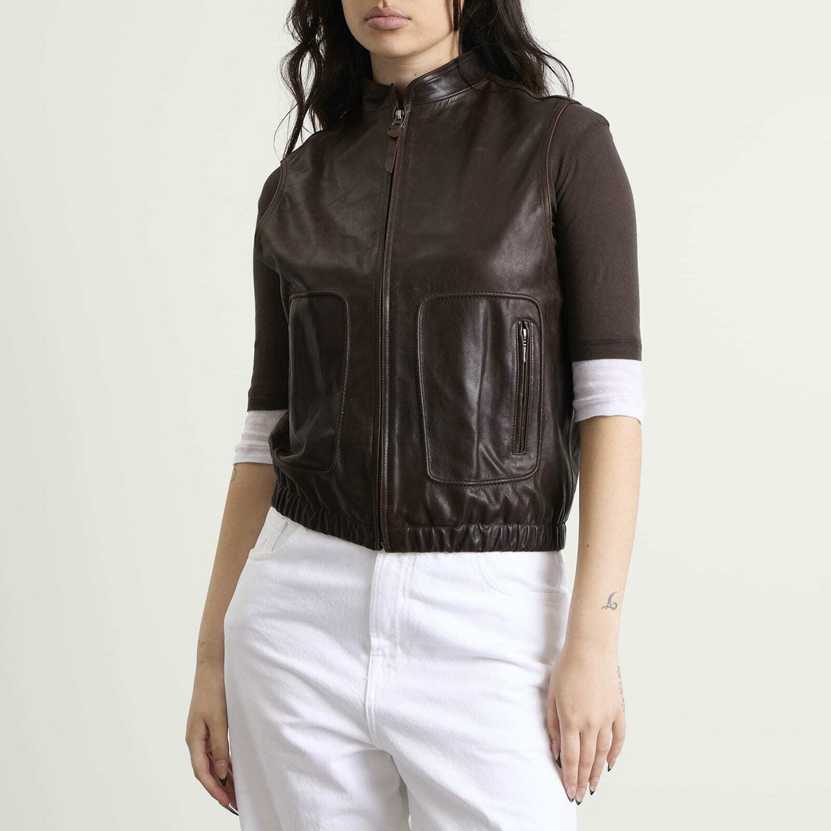 Nothing Written Women's Heritage Leather Vest in Dark Mocha