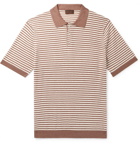 Altea - Striped Linen and Cotton-Blend Polo Shirt - Brown