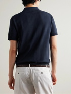 Club Monaco - Pointelle-Knit Cotton-Blend Polo Shirt - Blue