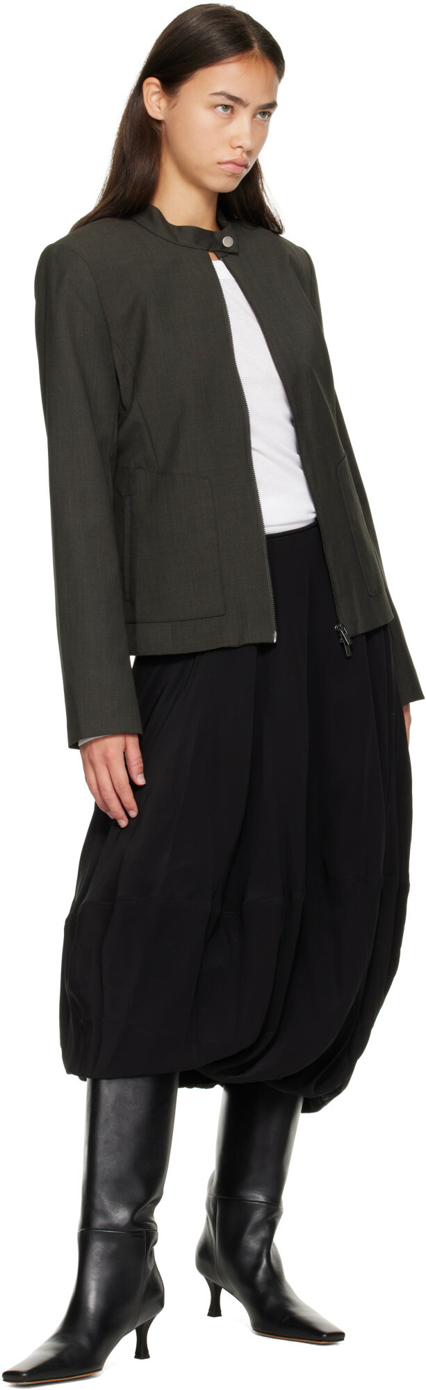 LEMAIRE Black Balloon Midi Skirt
