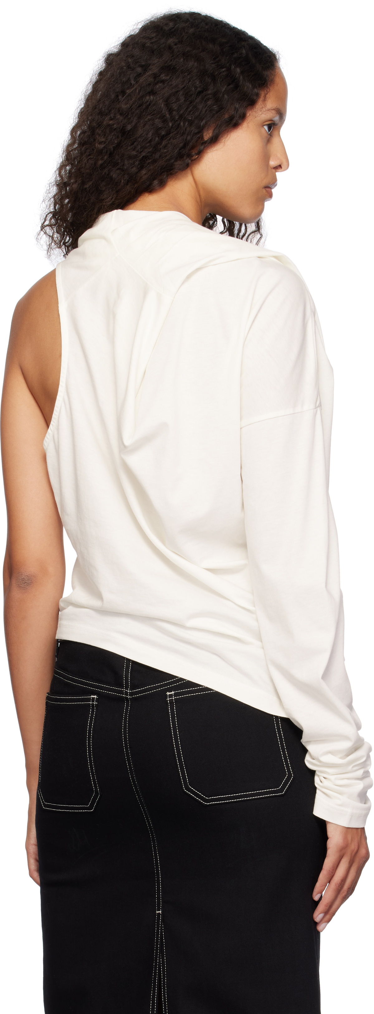 Tシャツ・カットソー Courreges One-Shoulder T-Shirt In Scuba Courrèges: White Scuba One-Sleeve T-shirt | SSENSE