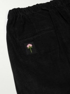 Kardo - Taka Straight-Leg Embroidered Cotton-Corduroy Trousers - Black