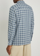 Officine Générale Arsene Checked Waffle Stretch-cotton Shirt Blue