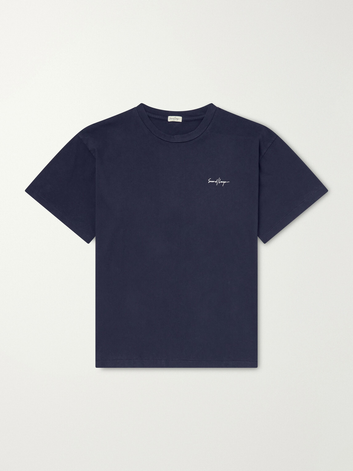 SECOND / LAYER - Printed Cotton-Jersey T-Shirt - Blue