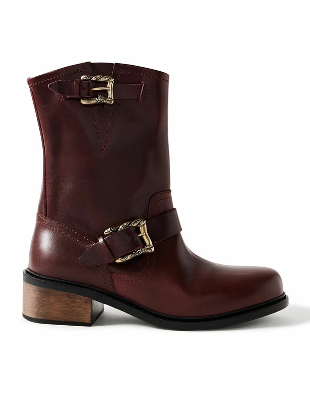 Photo: Enfants Riches Déprimés - Engineer Buckled Leather Boots - Red