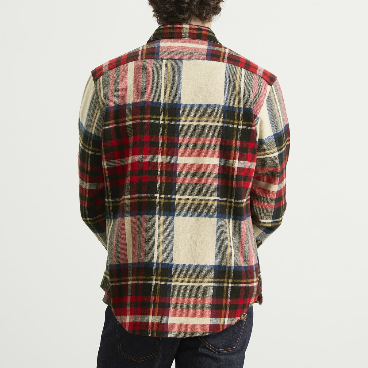 Polo Ralph Lauren Men's Flannel Check Overshirt in Cream Red Multi