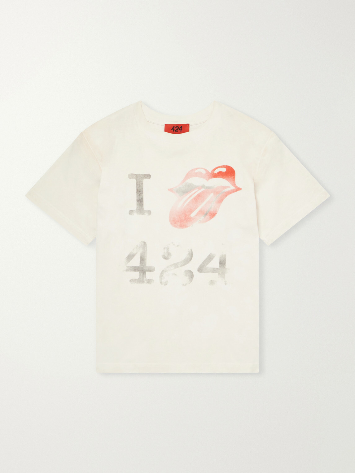 424 - I Love 424 Printed Cotton-Jersey T-Shirt - Neutrals