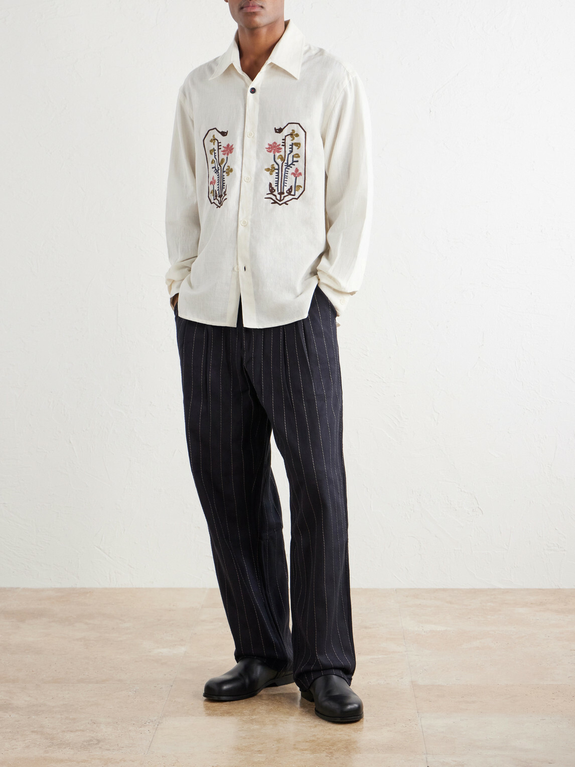 Kardo - Luis Embroidered Cotton Shirt - Neutrals