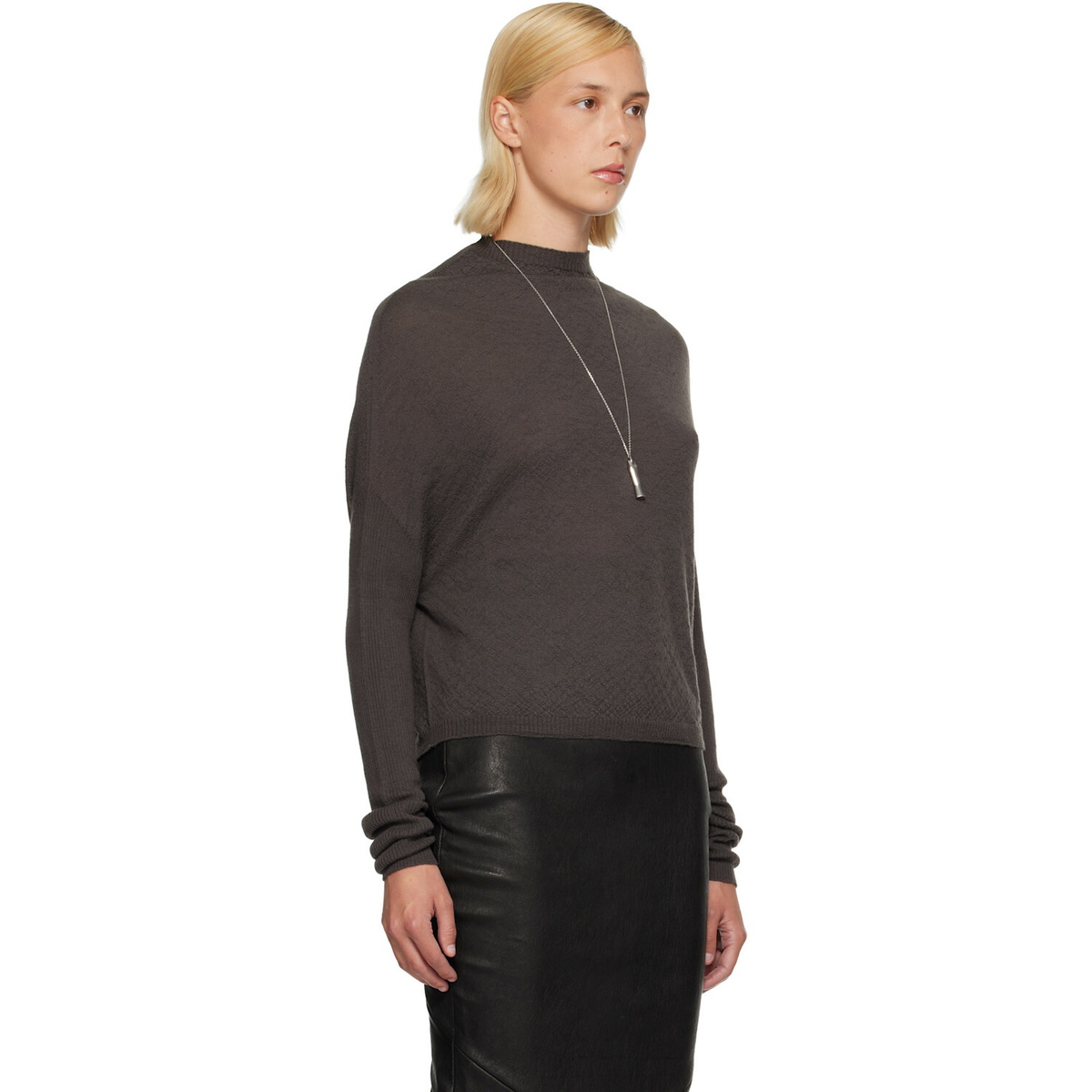 Rick Owens Gray Tower Crater Knit Sweater
