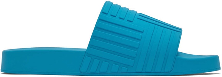 Photo: Bottega Veneta Blue Slider Sandals