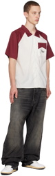 Rhude Off-White & Burgundy Raglan Sleeve Shirt