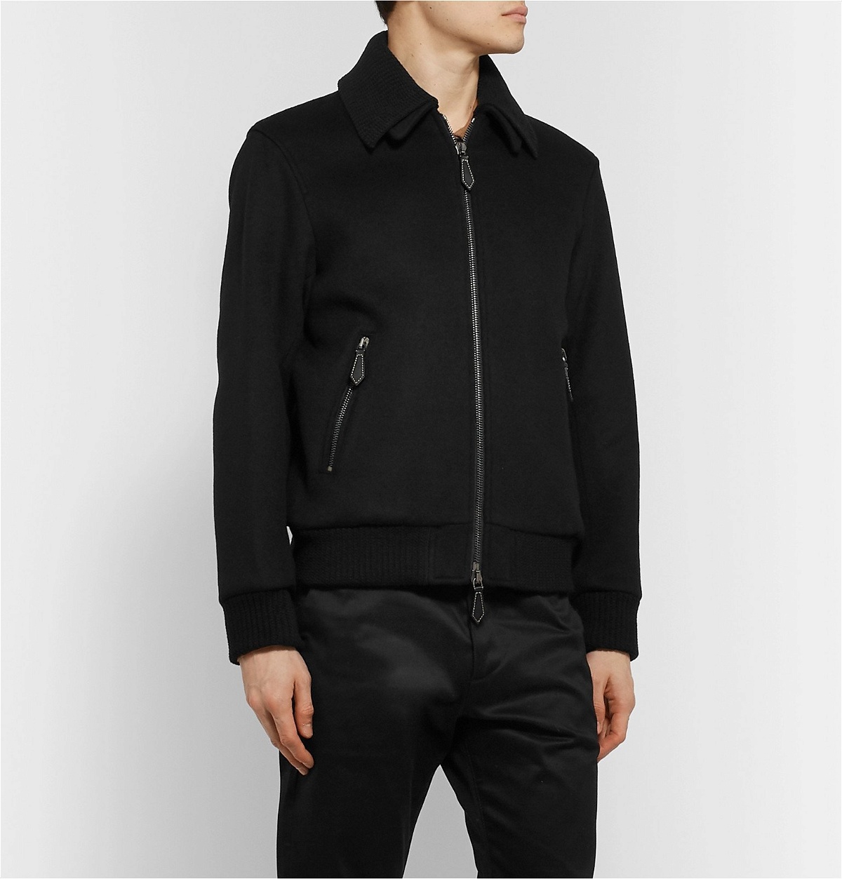 Burberry - Virgin Wool and Cashmere-Blend Bomber Jacket - Black Burberry