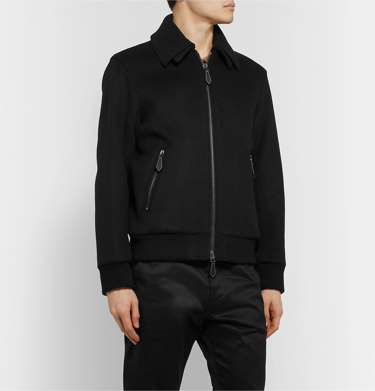 Burberry - Virgin Wool and Cashmere-Blend Bomber Jacket - Black Burberry