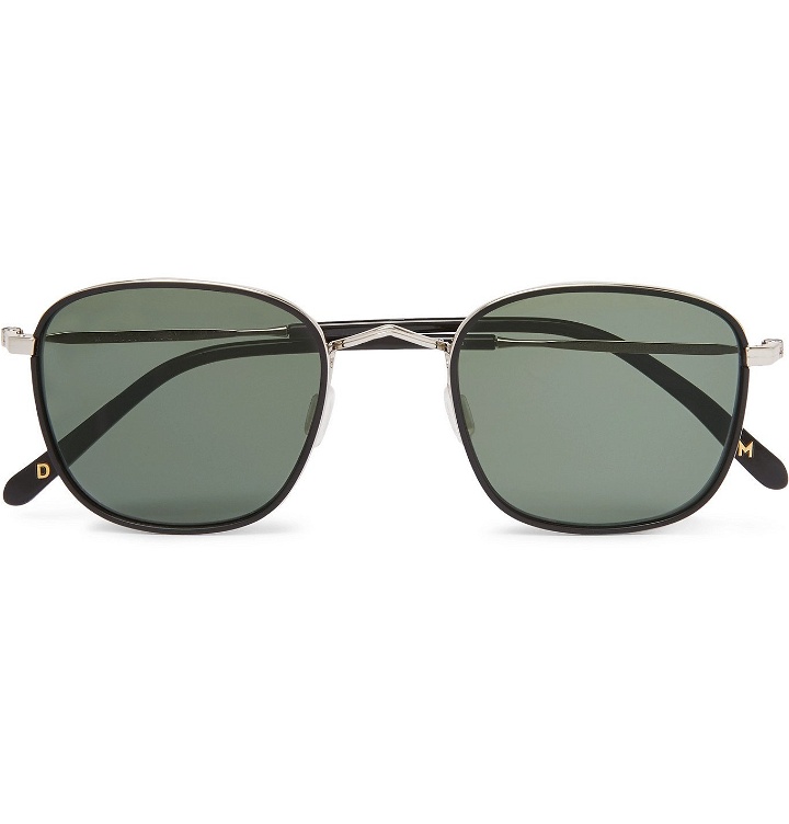 Photo: Dick Moby - Geneve Square-Frame Silver-Tone Sunglasses - Black