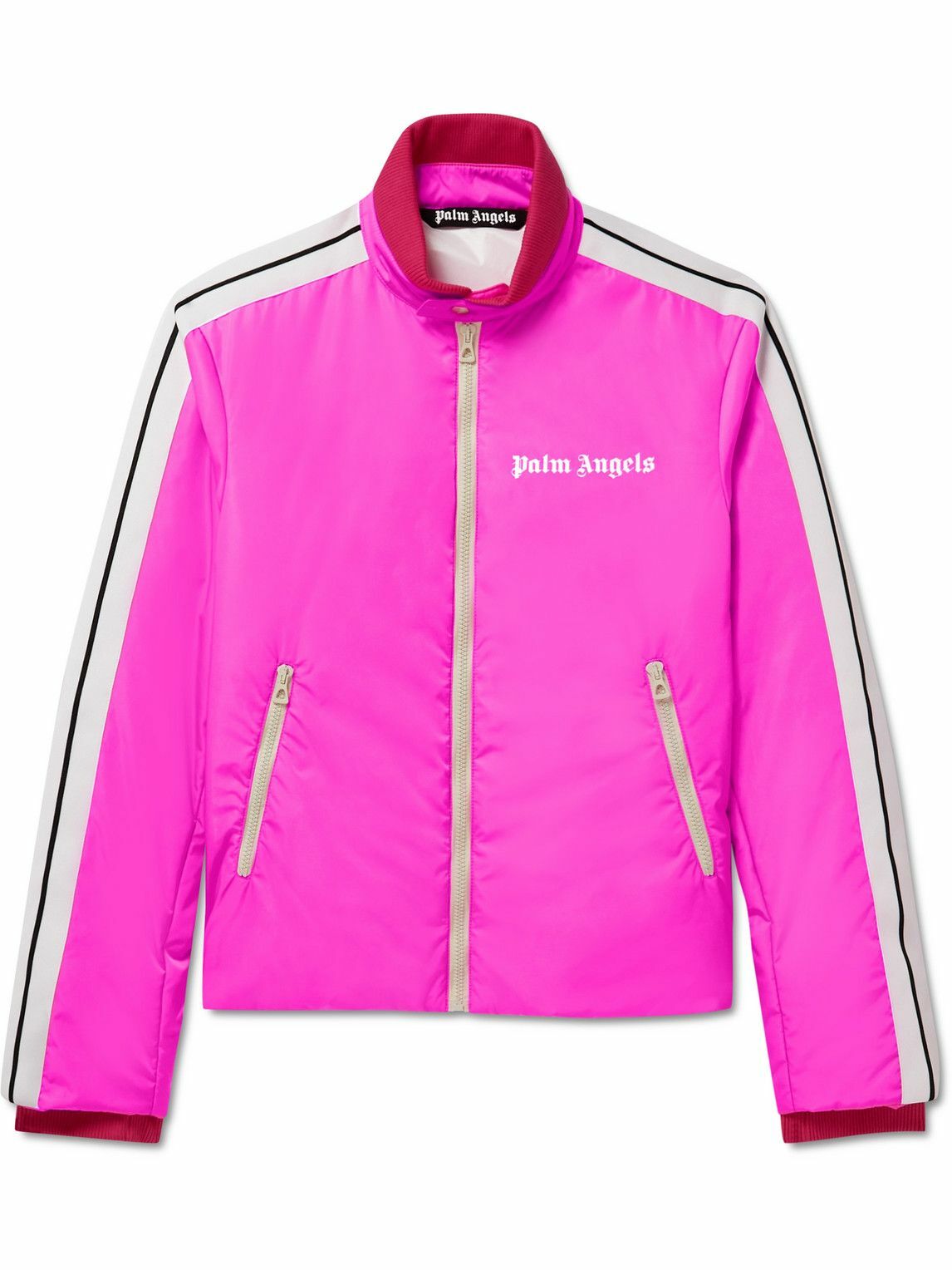 Palm Angels - Logo-Print Striped Padded Shell Track Jacket - Pink