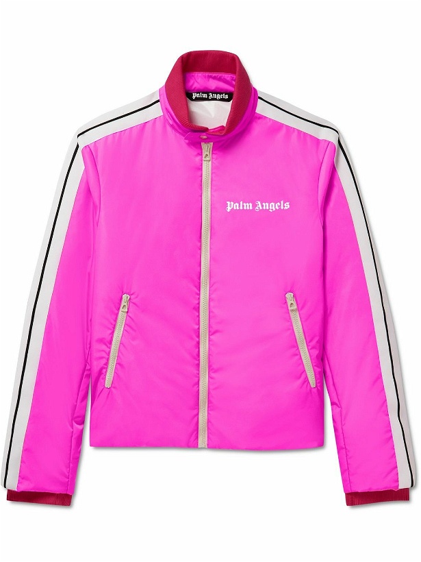 Photo: Palm Angels - Logo-Print Striped Padded Shell Track Jacket - Pink