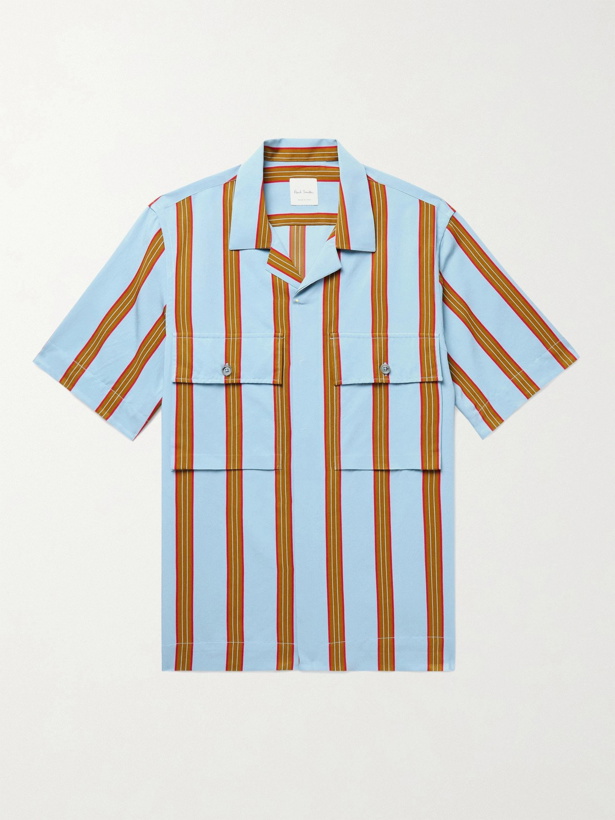 Photo: PAUL SMITH - Soho Camp-Collar Striped Woven Shirt - Blue
