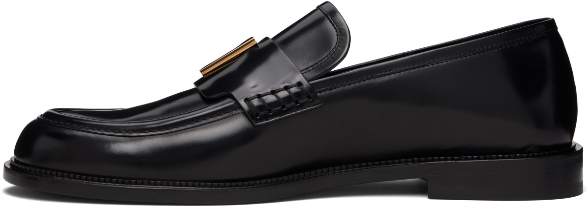 Versace Black 'V' Leather Loafers