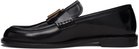 Versace Black 'V' Leather Loafers