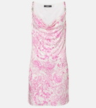 Versace Underwater Barocco draped satin minidress