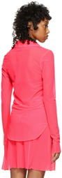 PRISCAVera Pink Mesh Button Shirt