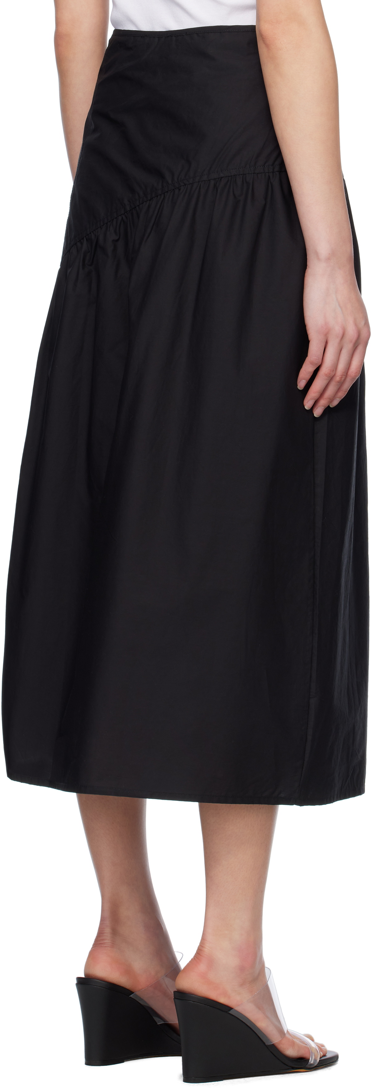 Deiji Studios Black Angle Midi Skirt